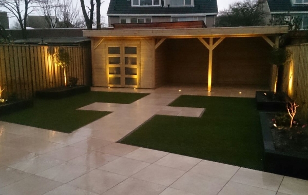 Kramer Houtbewerking tuinhuis met luifel Kramer Houtbewerking tuinhuis met luifel